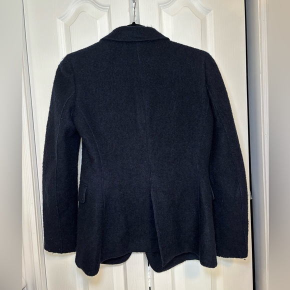 Massimo Dutti - Long Sleeve Women’s Business Casual Office Navy Blue Wool Blazer - Picture 2 of 11